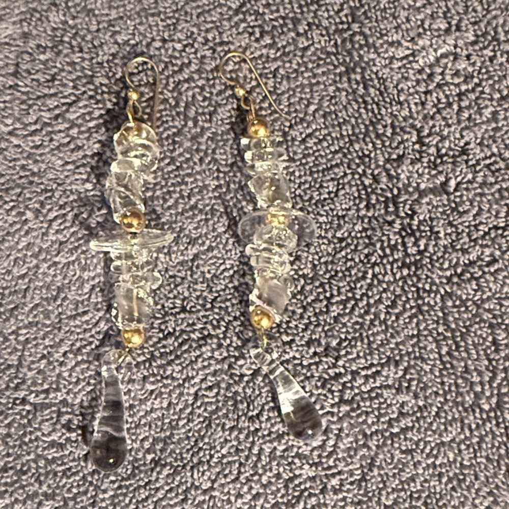 Elegant Costume Gold and Crystal Drop Earrings